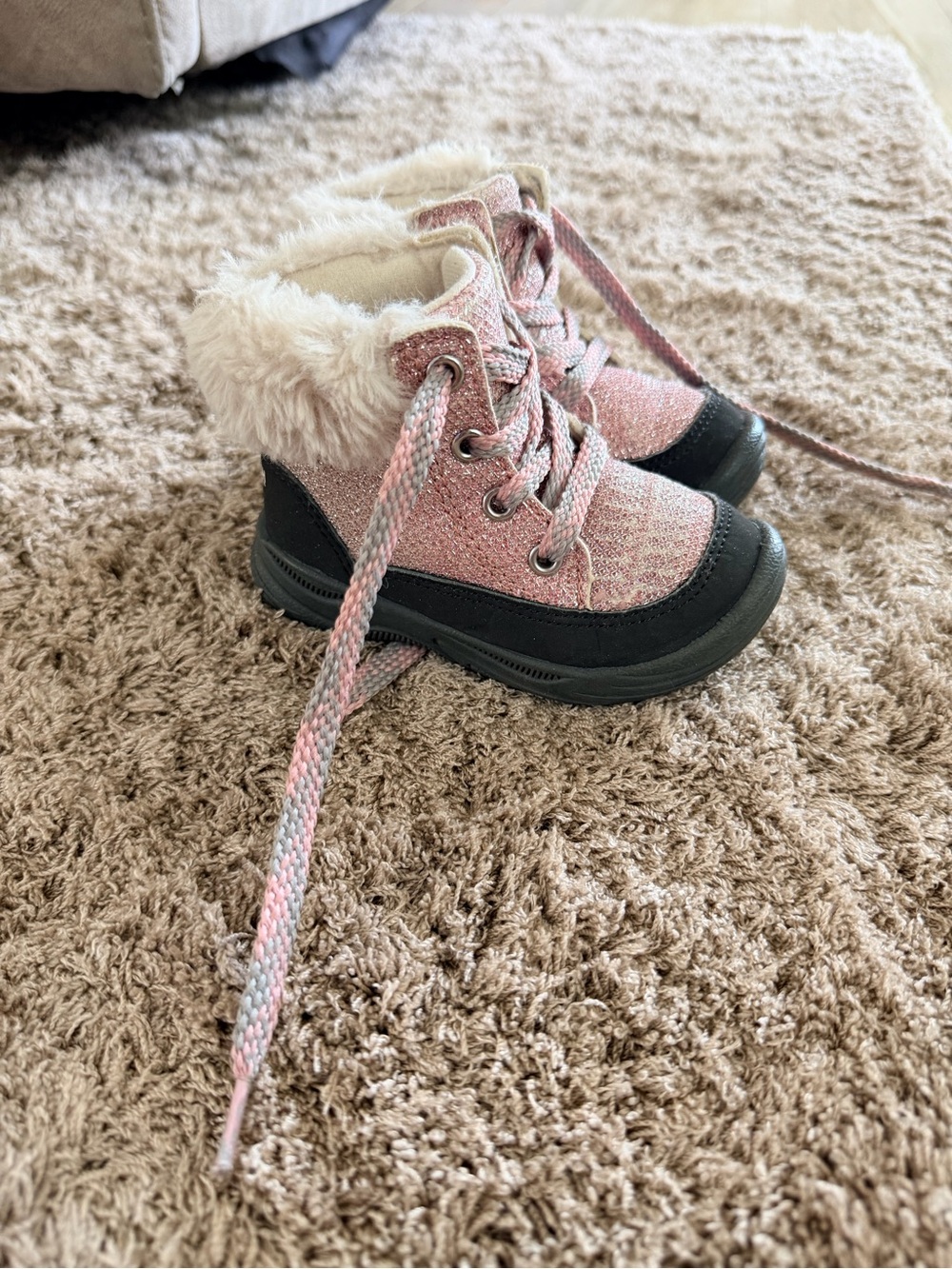 OshKosh B'gosh Pink Glitter Faux-Fur Lined Kids Boots